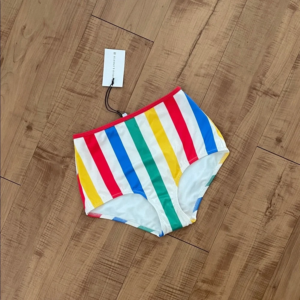 SOLID & STRIPED Rainbow Striped Swim Bottoms